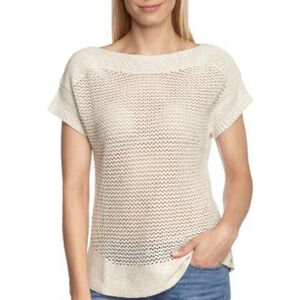 Eddie Bauer- Women’s  L Cotton Linen Blend Chunky Knit Pullover Sweater